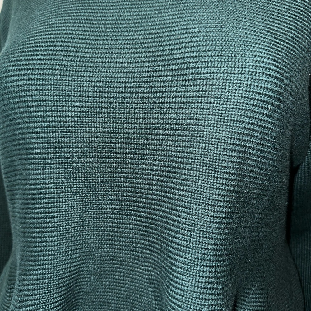 ADEAM Intermix “Wendy” forest green peplum knit sweater top L - Picture 3 of 12